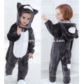 Suave bebé franela mameluco Animal Onesie traje de trajes de pijamas, ropa para dormir, lindo paño negro, bebé con capucha toalla